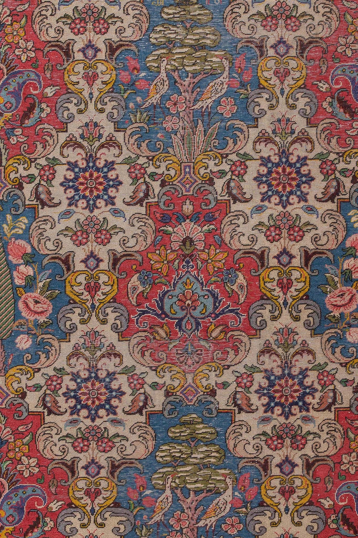 Close up photo of Antique Persian Bakhtiar handwoven rug