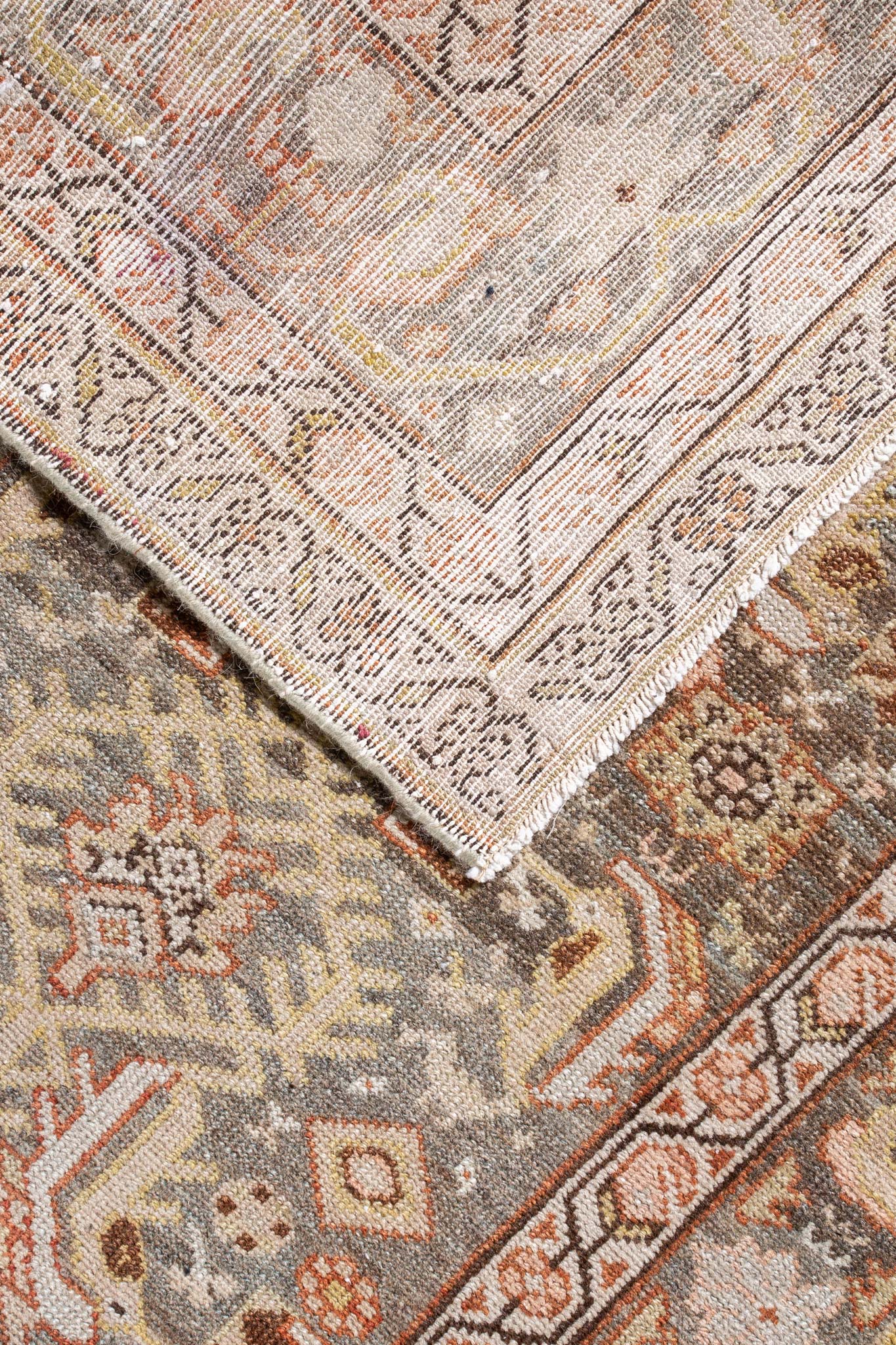 Back of handwoven rug, Vintage Persian Malayer Runner