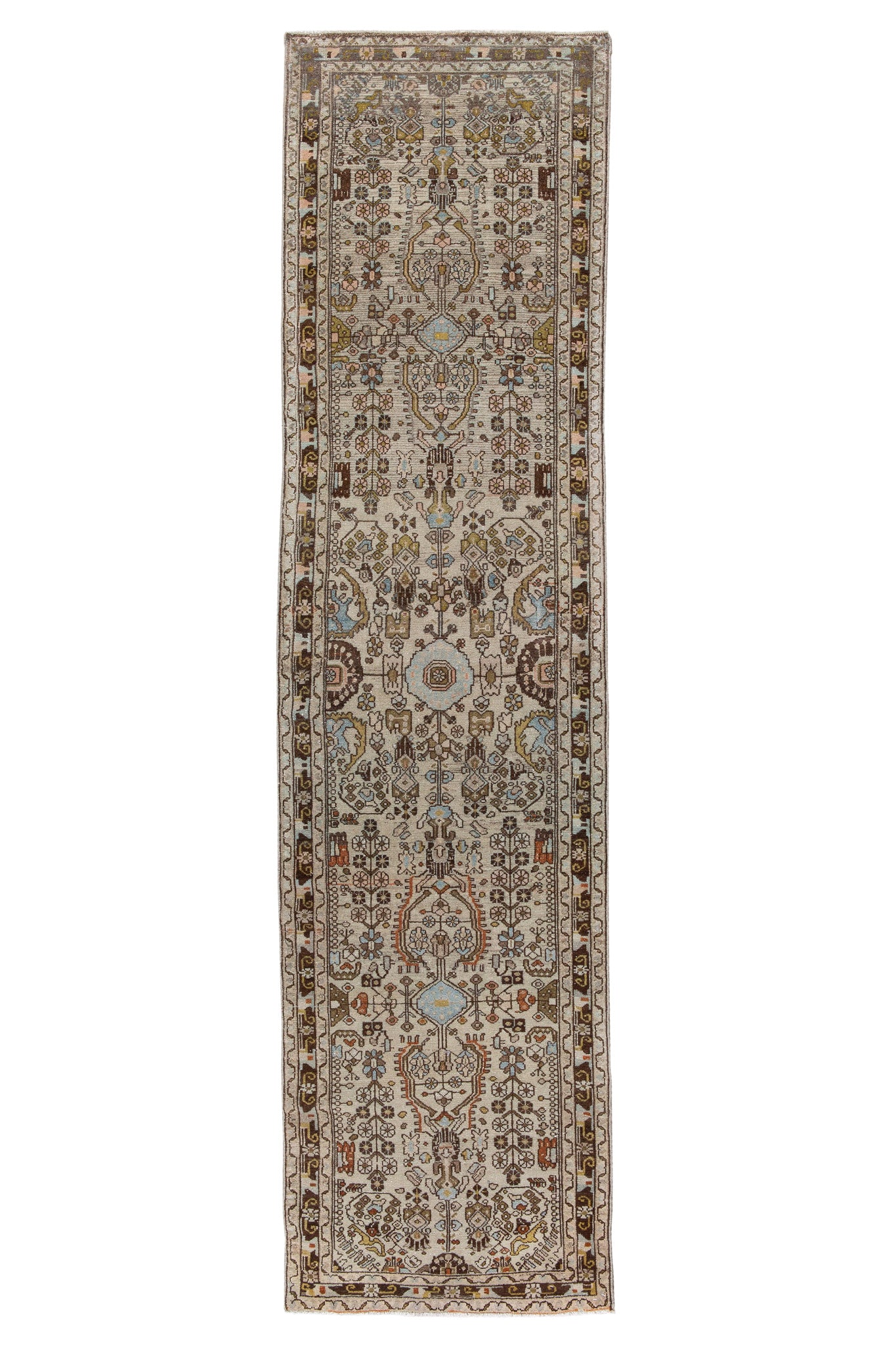 Full photo of Vintage Persian Sarouk Runner-Rug with beautiful soft colors, made of wool available in our showroom in Sydney or Melbourne, Australia