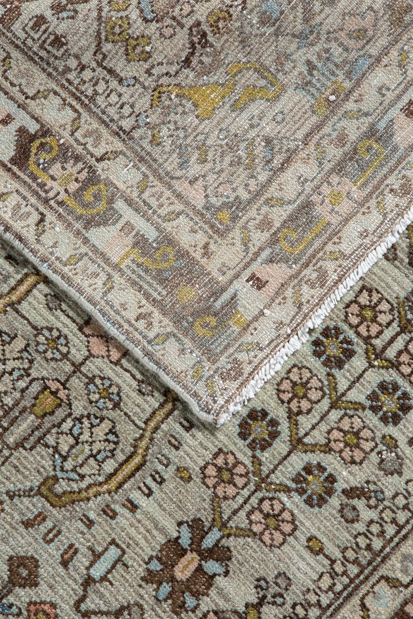 Back of Vintage Persian Sarouk Runner-Rug with beautiful soft colors, shop online worldwide