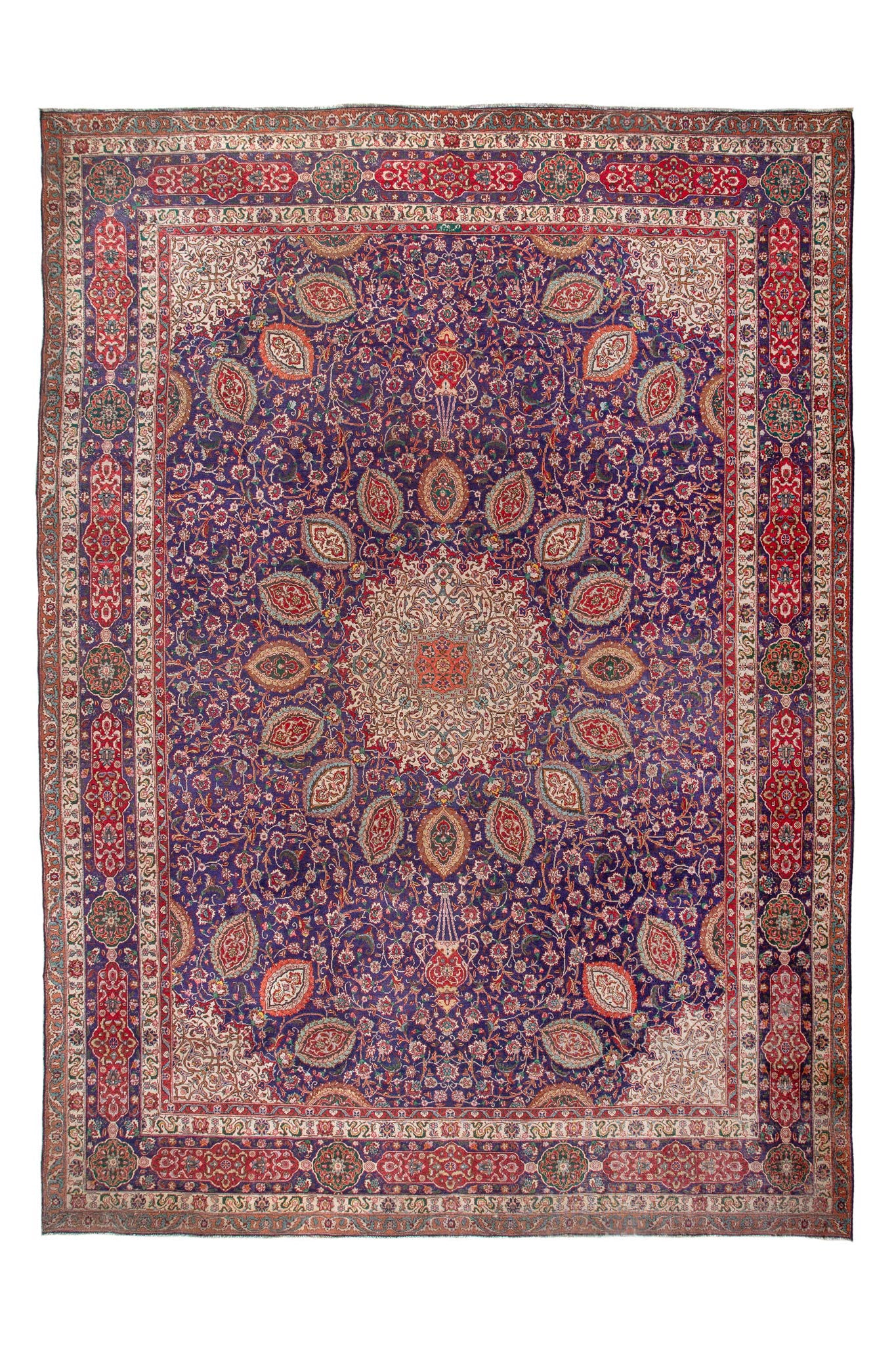 Full photo of Antique Persian Tabriz Rug, Handwoven rug, Persian floral medallion design, classic Persian rug