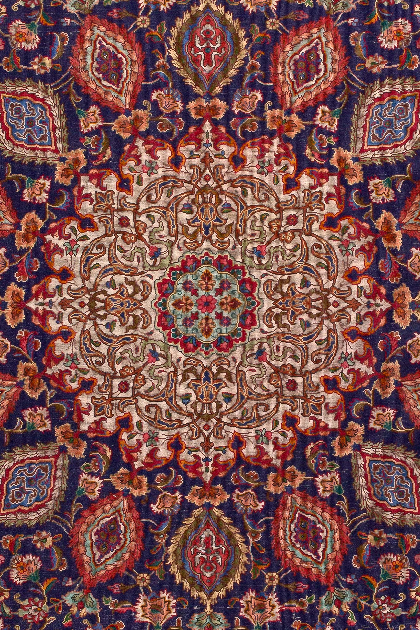 Close up of Antique Persian Kashan Runner, handwoven wide hallway runner