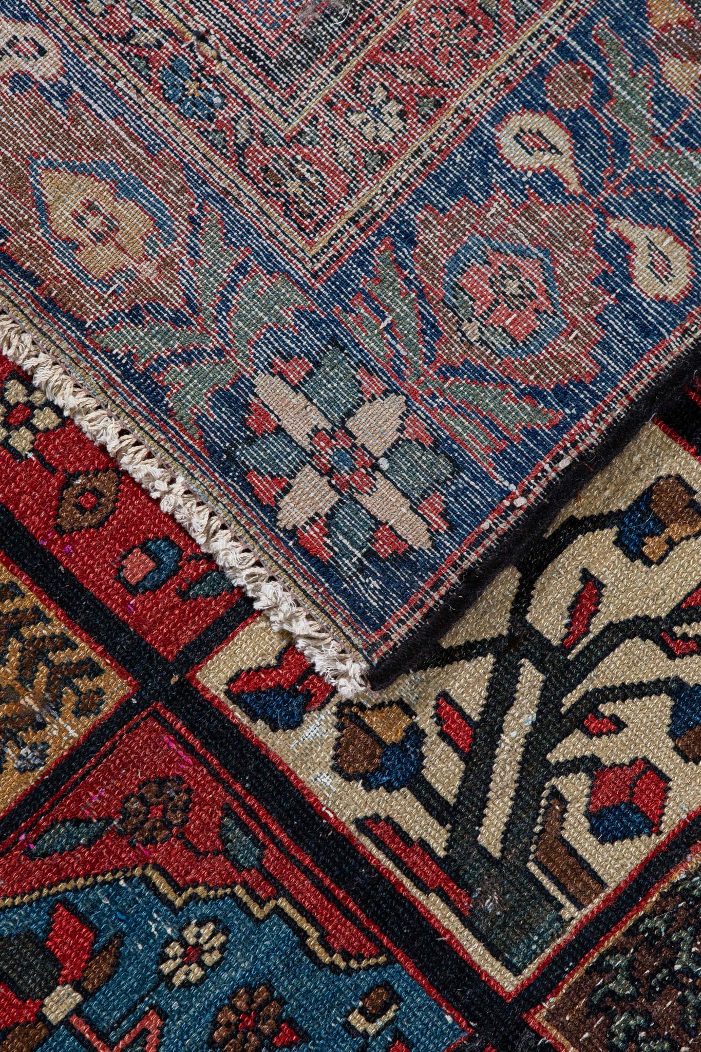 Back of handwoven rug Antique Persian Bakhtiar