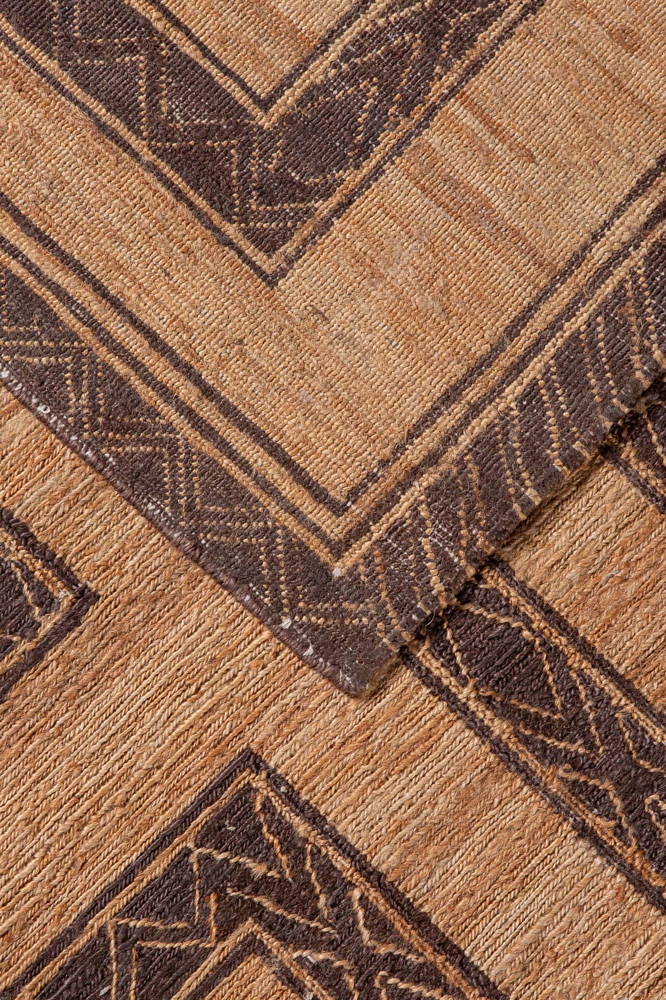 Photo of back of handwoven Jute Rug, Sumek Weave and geometric design