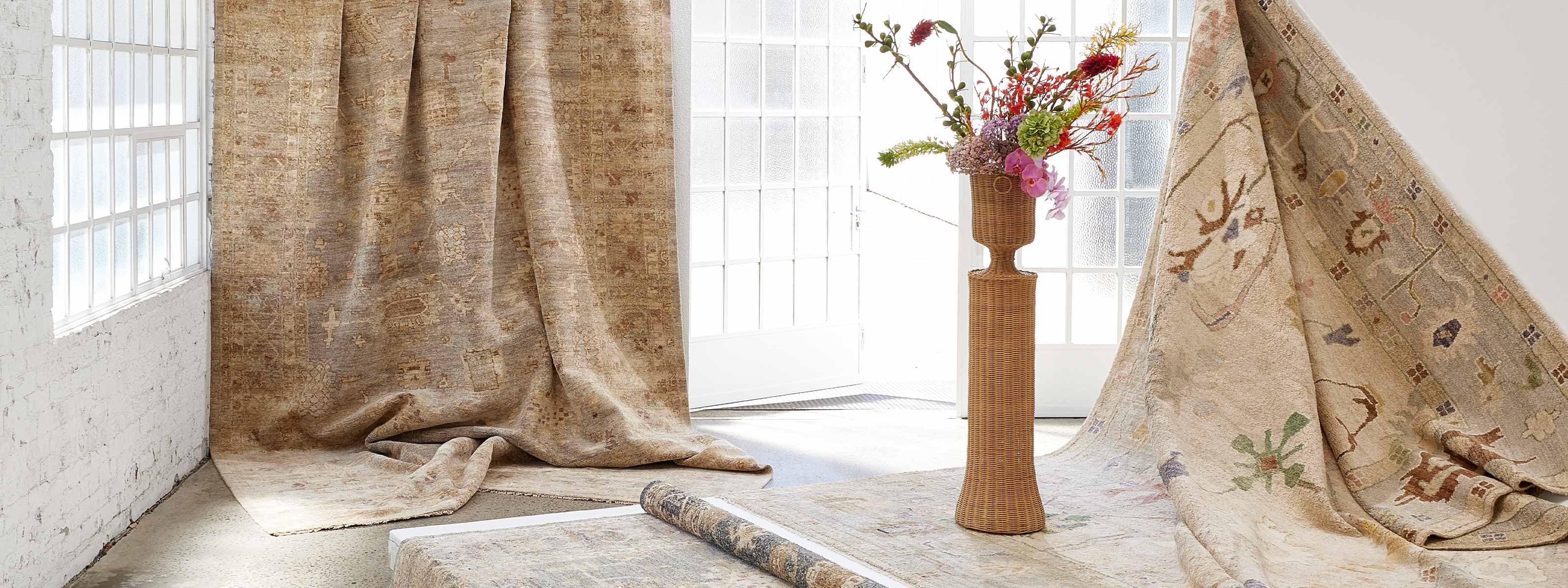 Indian Revival Handwoven Wool and Silk Rugs