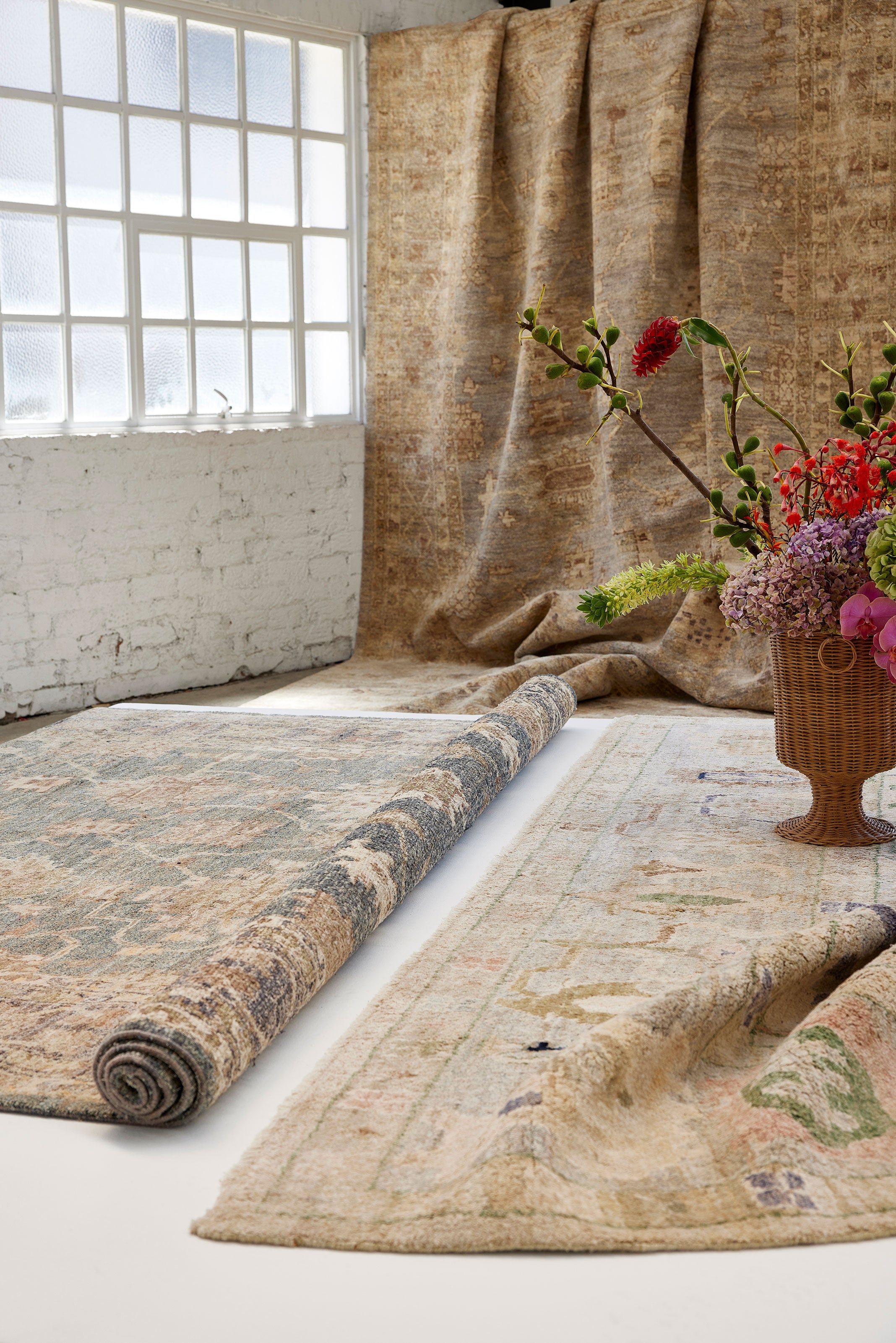 Indian Revival Silk Rugs on the floor