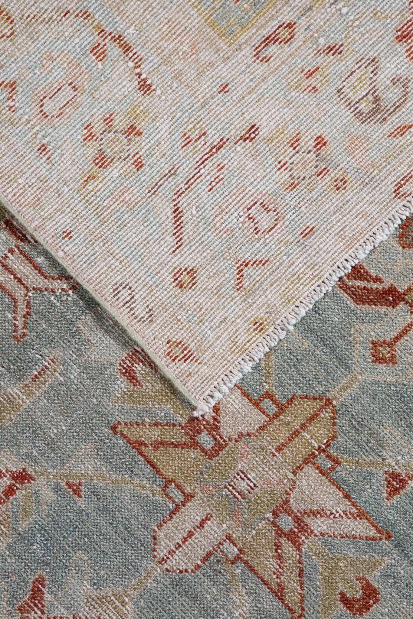 Back of small area rug vintage Persian Malayer rug, handwoven blue and red vintage rug available in Australia (Sydney, Melbourne, and all the states)