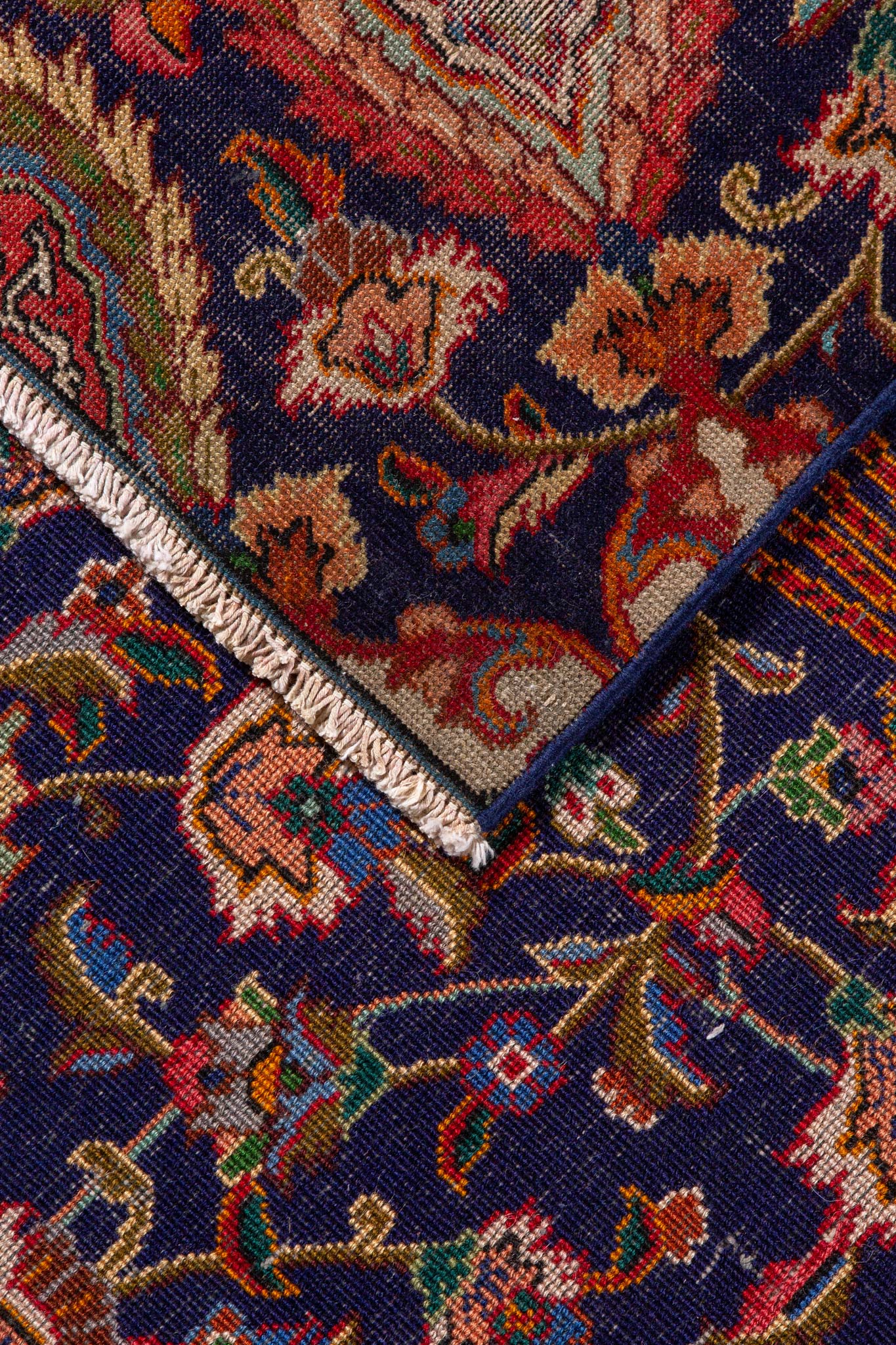 Back of handwoven Antique Persian Kashan Runner