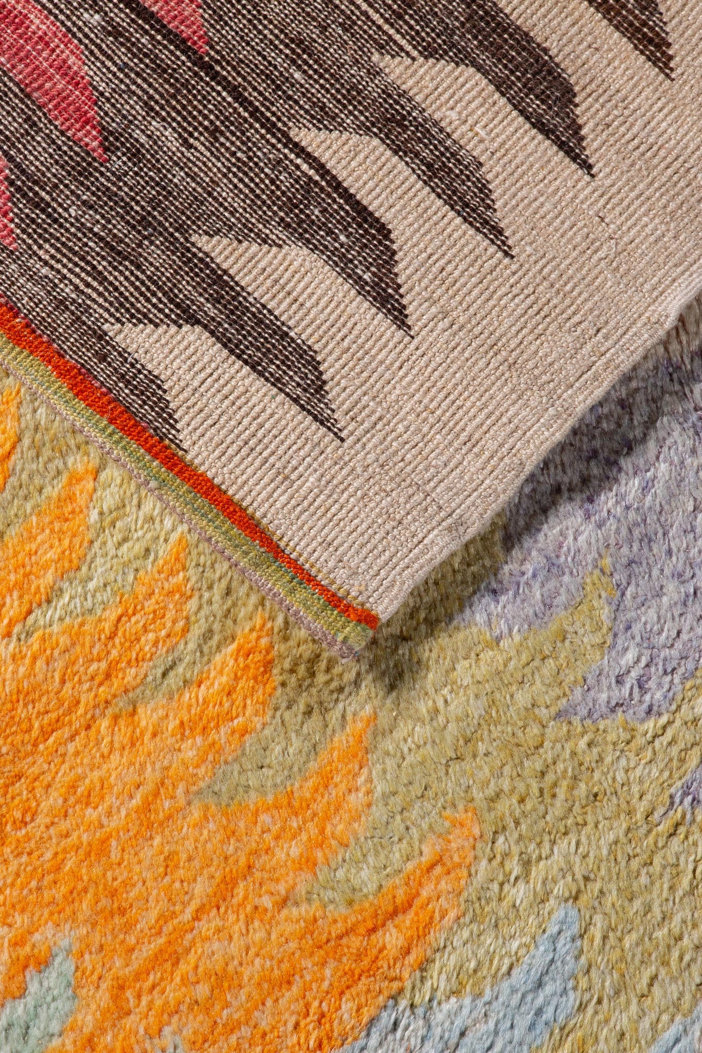 Back of Turkish Tulu Kilim rug with beautiful colors, made of wool and handwoven, available in our showroom in Sydney or Melbourne, Australia