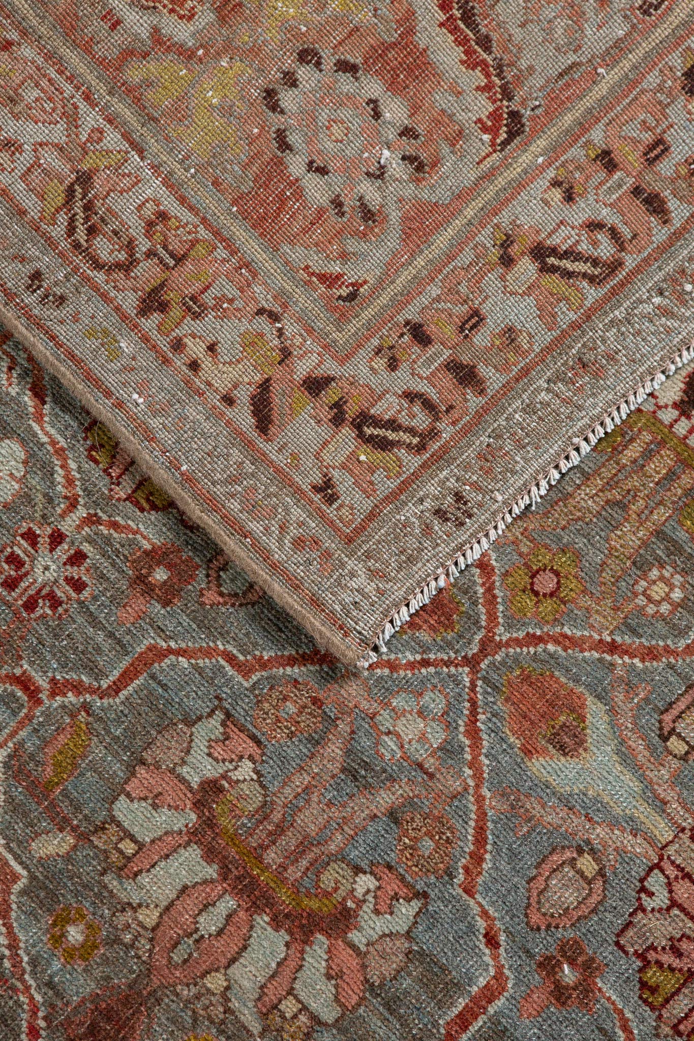 back of Room size rug, Persian Vintage Tabriz rug, handwoven rug, Persian design classic rug