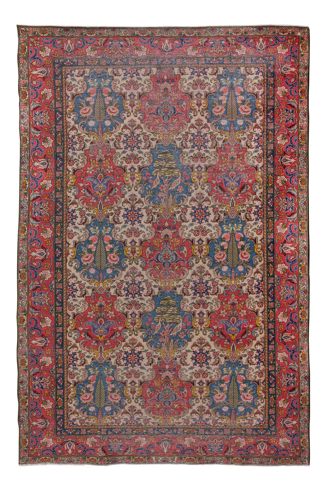 Full photo of handwoven rug called Antique Persian Bakhtiar, Intricate Persian floral design rug
