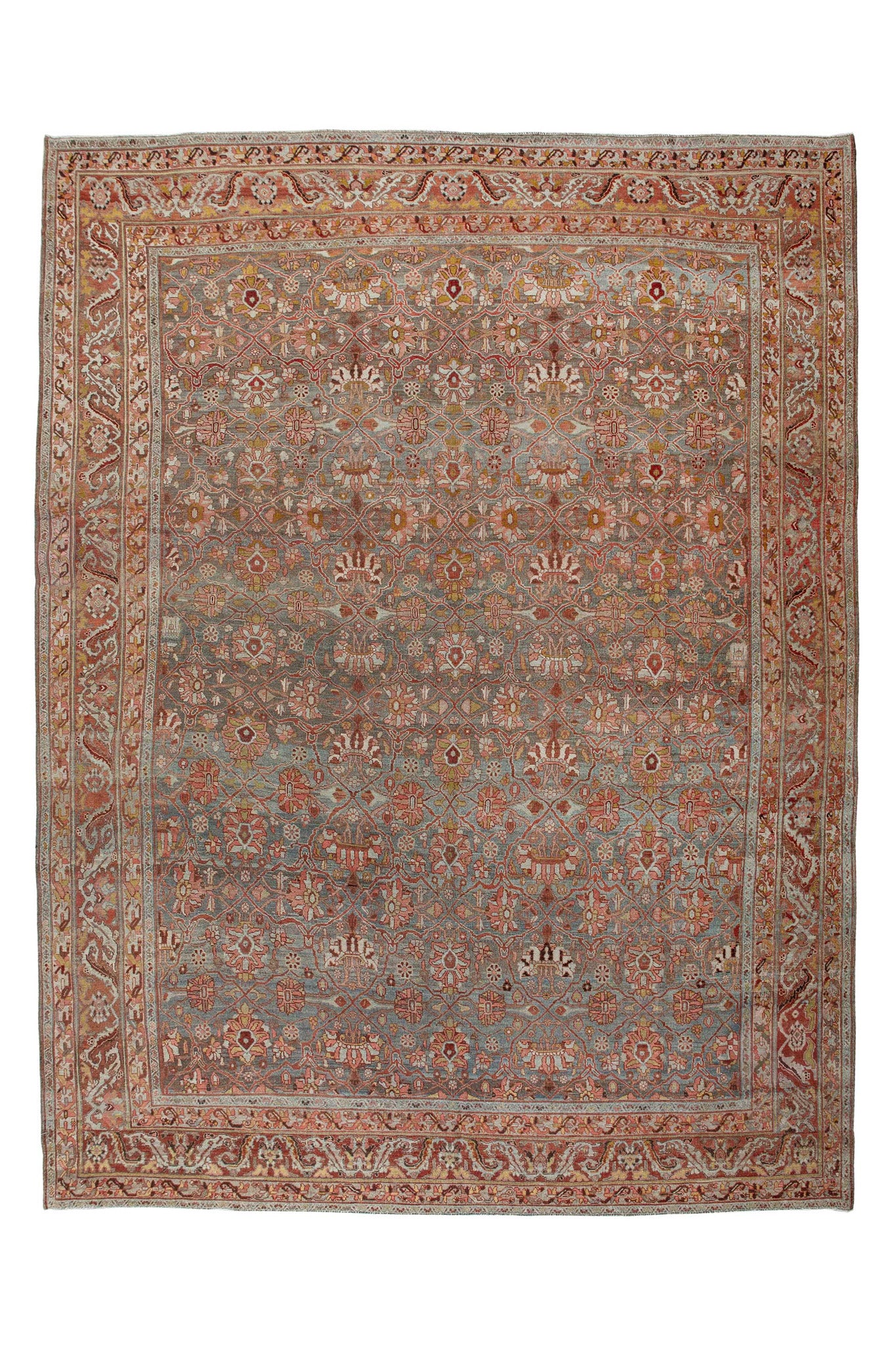 Full photo of Room size rug, Persian Vintage Tabriz rug, handwoven rug, Persian design classic rug, available in Sydney, Melbourne.
